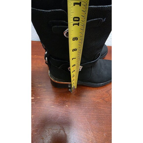 Vince Camuto Kerivini Black Leather Mid-Calf Boots Straps & Buckle Size 7.5 - Picture 8 of 9